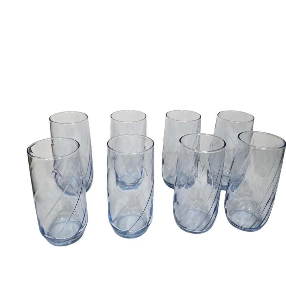 Vintage Libbey Misty Blue Optic Swirl Iced Tea Tumblers Set of 4 Country Cottage